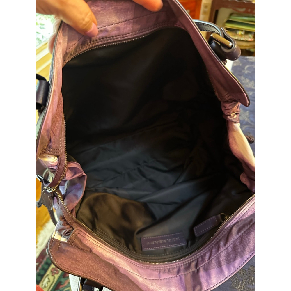 Burberry Purple/White Nylon & Leather Large Tote Bag - Picture 12 of 13